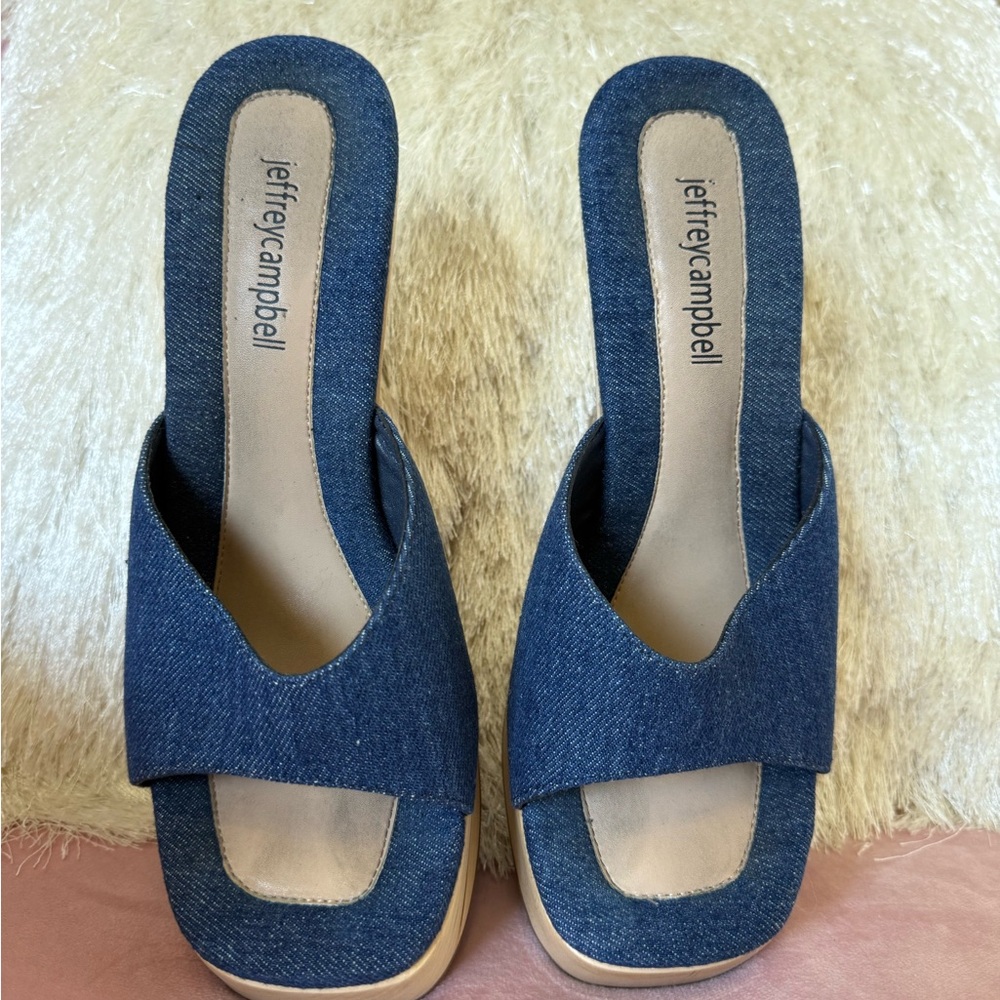 Jeffrey Campbell Denim Blue Platform Slide Heels worn once only! - Picture 4 of 10